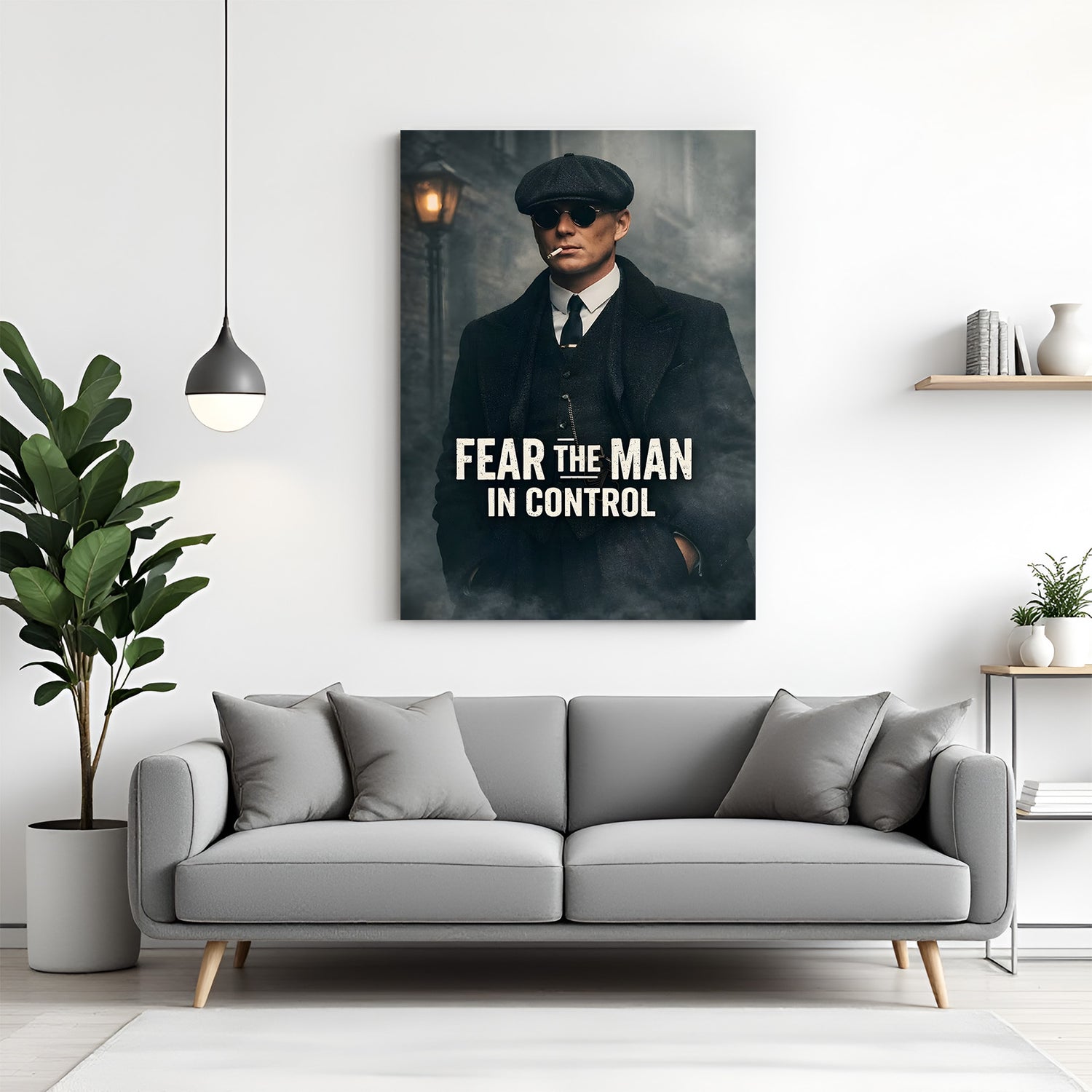 Thomas Shelby cigar motivation canvas wall art with fear the man in control quote