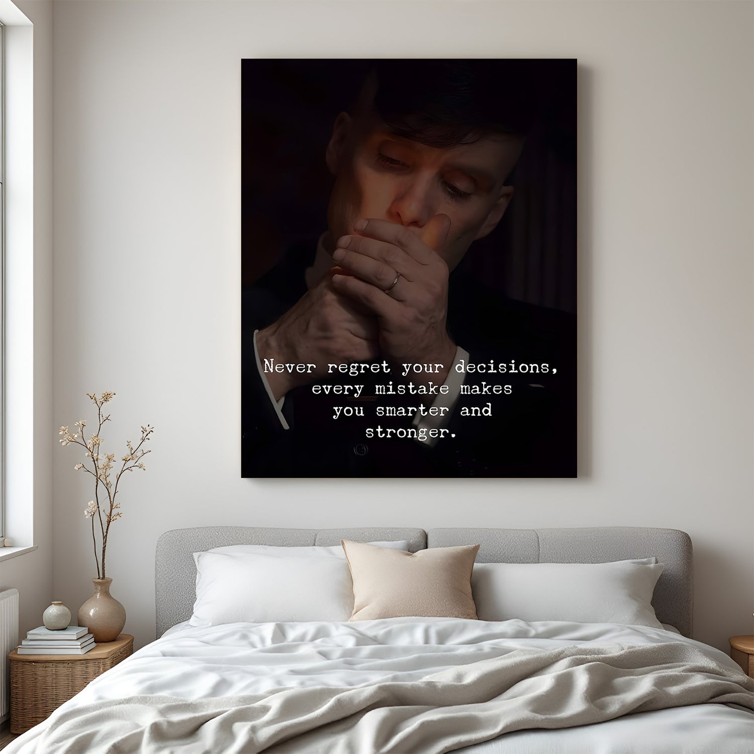 Thomas Shelby Peaky Blinders motivation canvas wall art with smarter and stronger quote