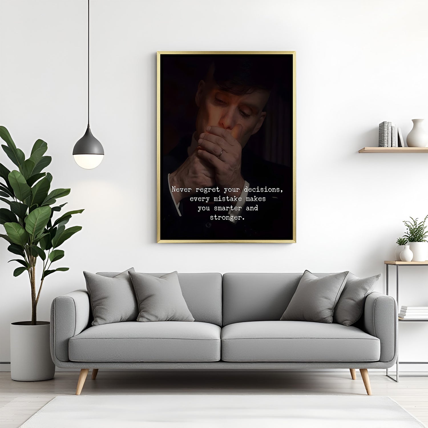 Thomas Shelby inspirational artwork in golden floater frame luxury Peaky Blinders wall decor