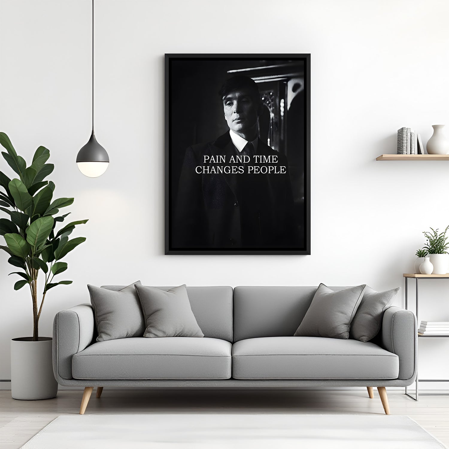 Thomas Shelby motivational wall art in black floater frame premium cinematic decor