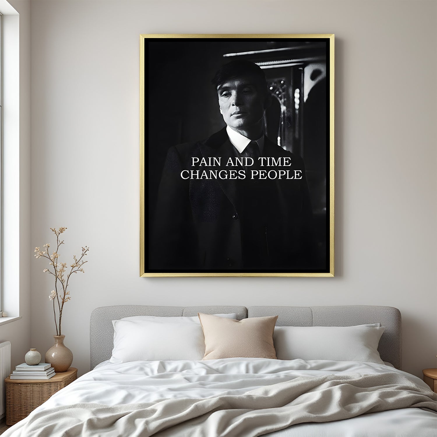 Thomas Shelby inspirational artwork in golden floater frame luxury Peaky Blinders wall decor