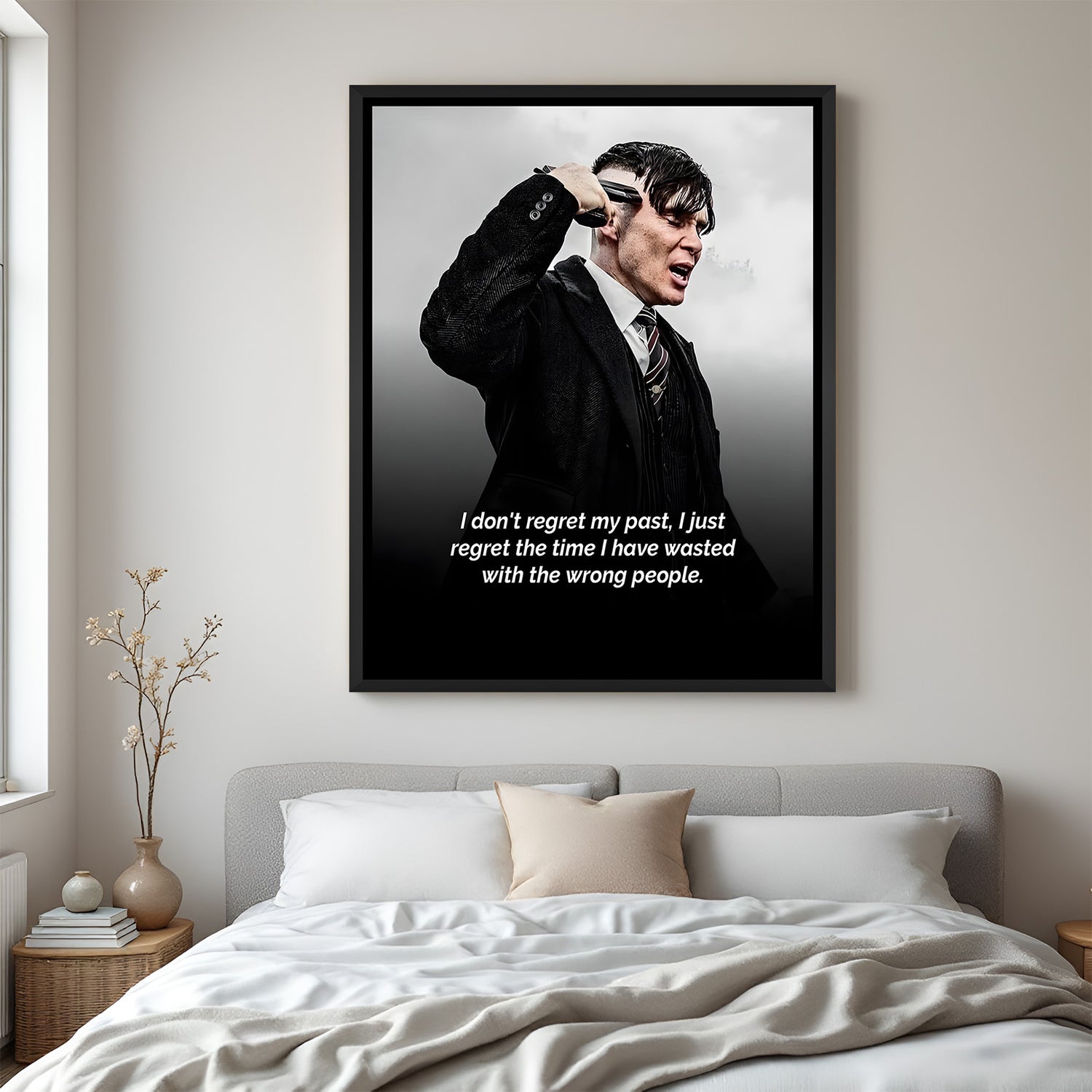 Thomas Shelby motivational wall art in black floater frame premium cinematic decor