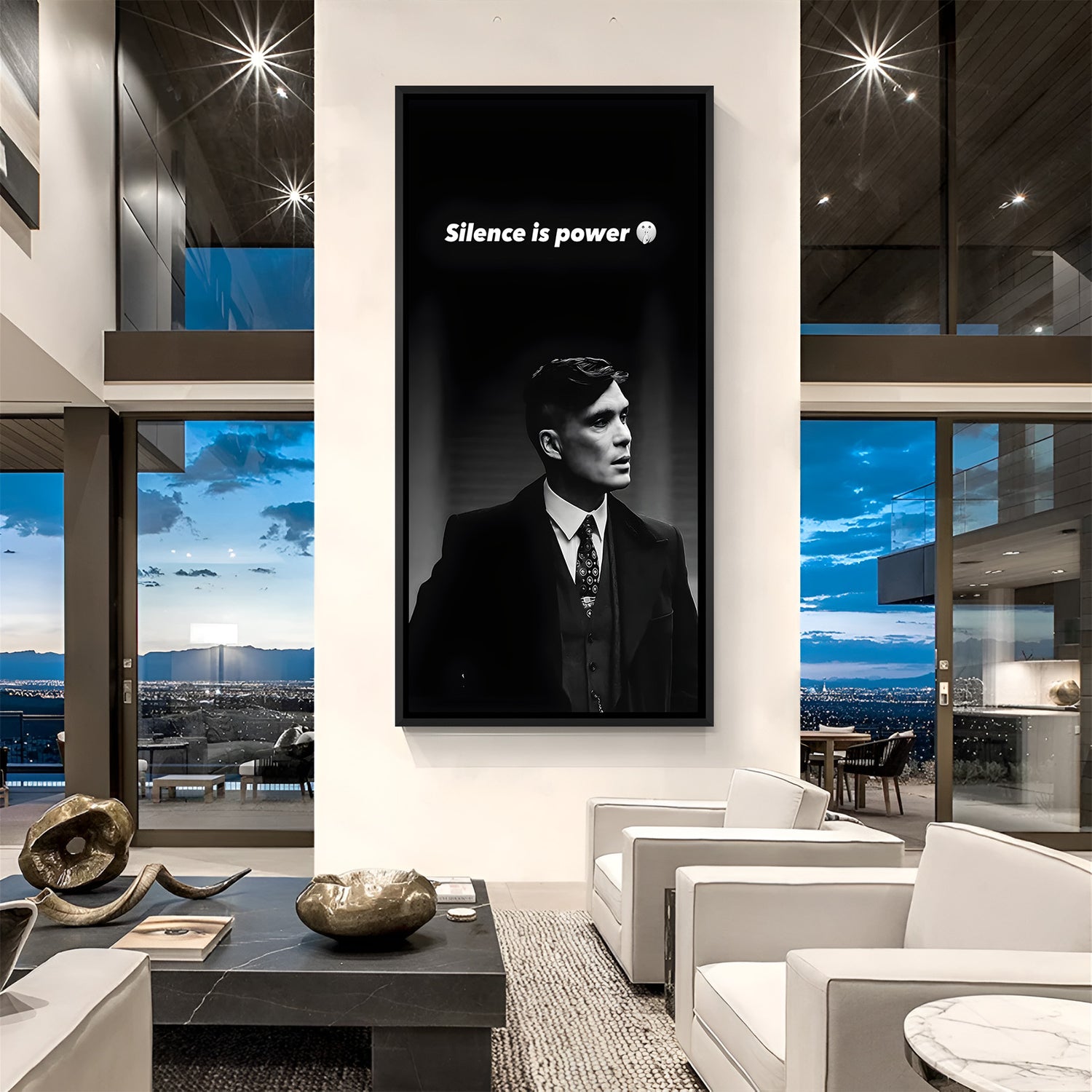 Thomas Shelby motivational wall art in black floater frame premium cinematic decor