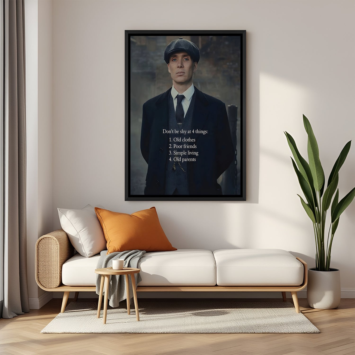 Thomas Shelby motivational wall art in black floater frame premium cinematic decor