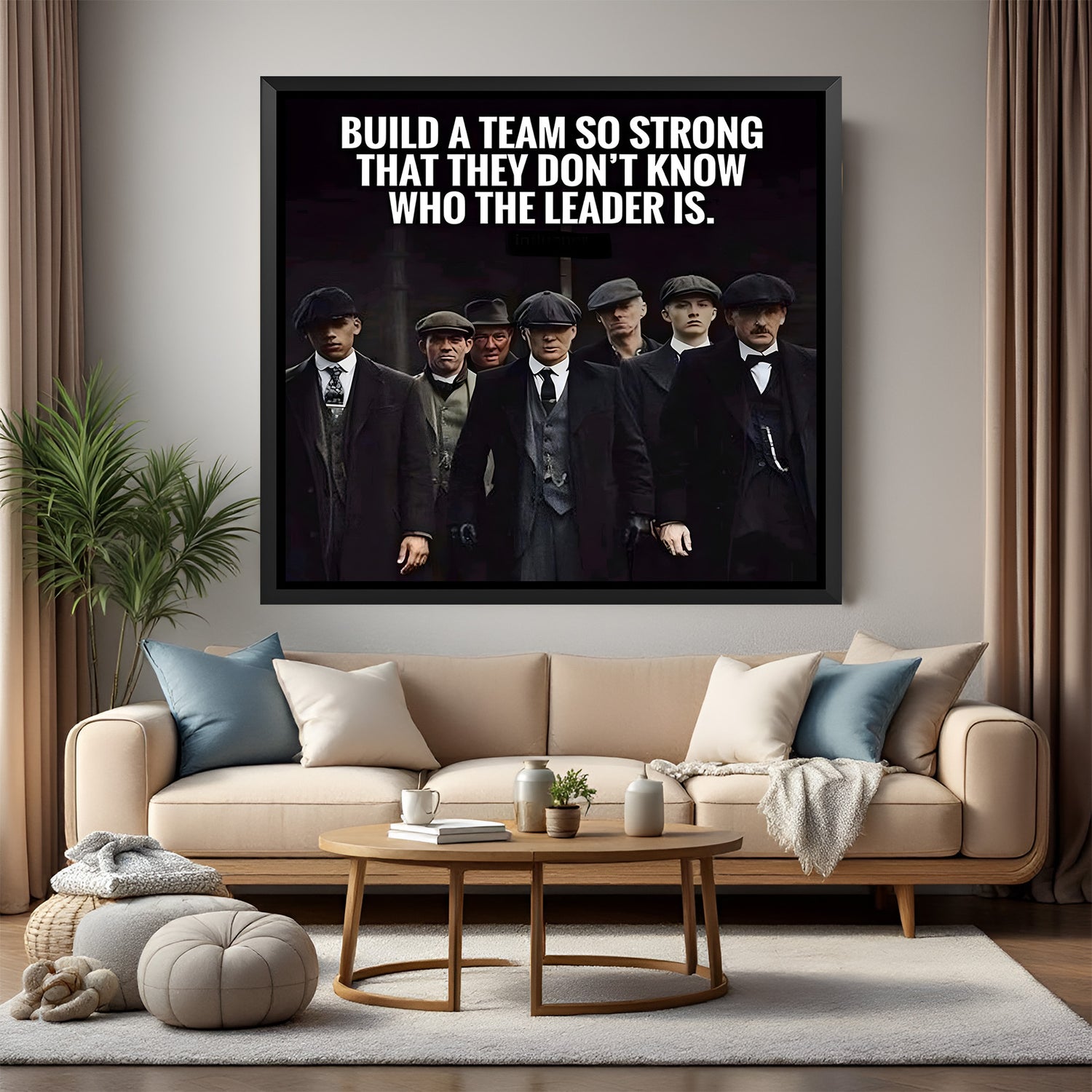 Thomas Shelby motivational wall art in black floater frame premium cinematic decor