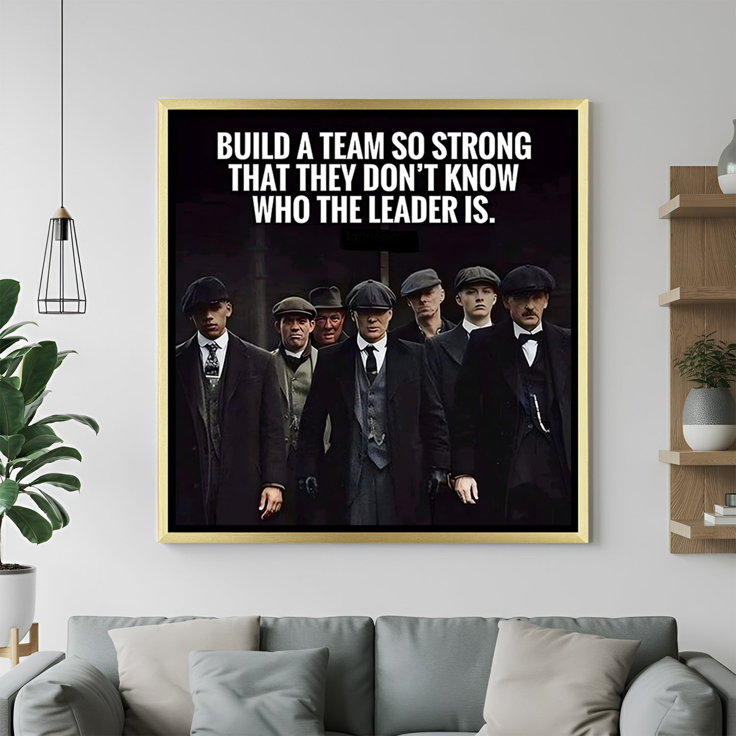 Thomas Shelby leadership artwork in golden floater frame luxury Peaky Blinders wall decor