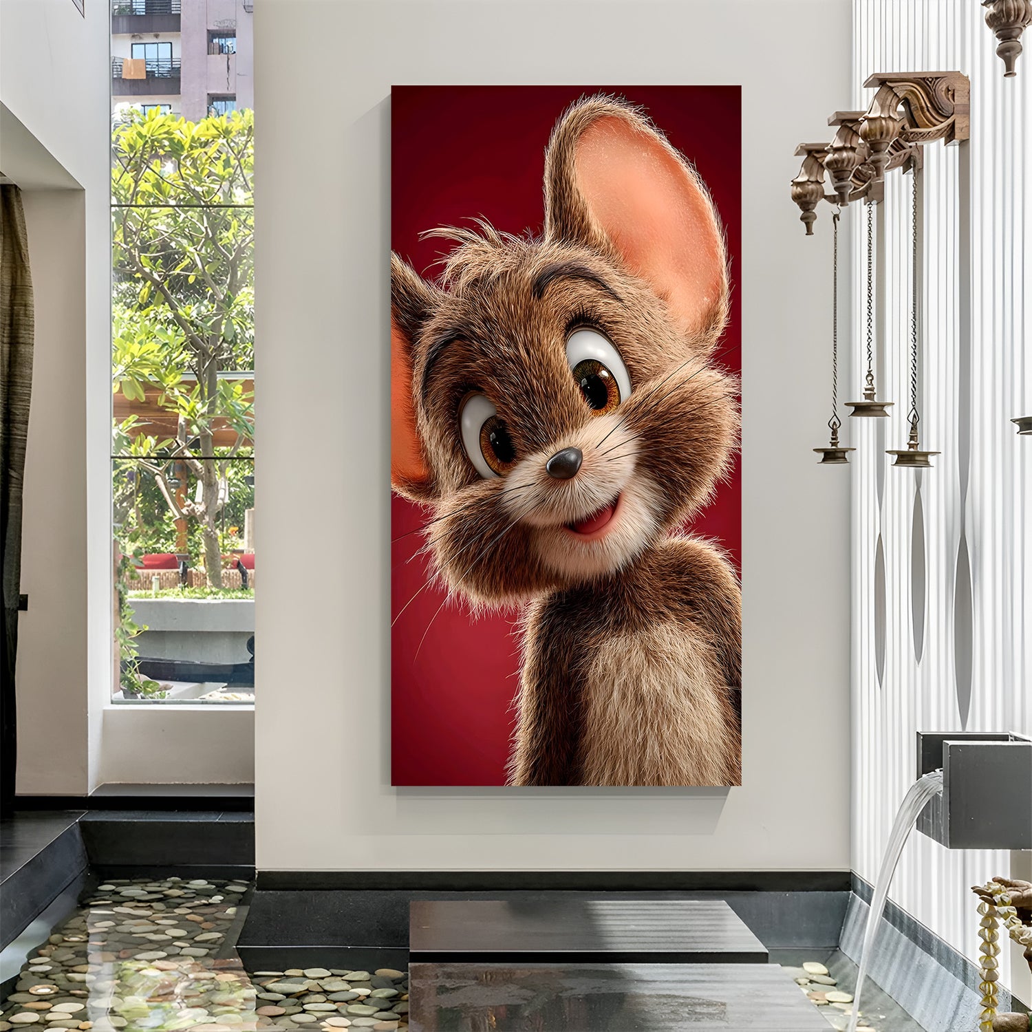 Jerry cartoon canvas wall art in premium canvas wrapped frame featuring playful and colorful animated character design