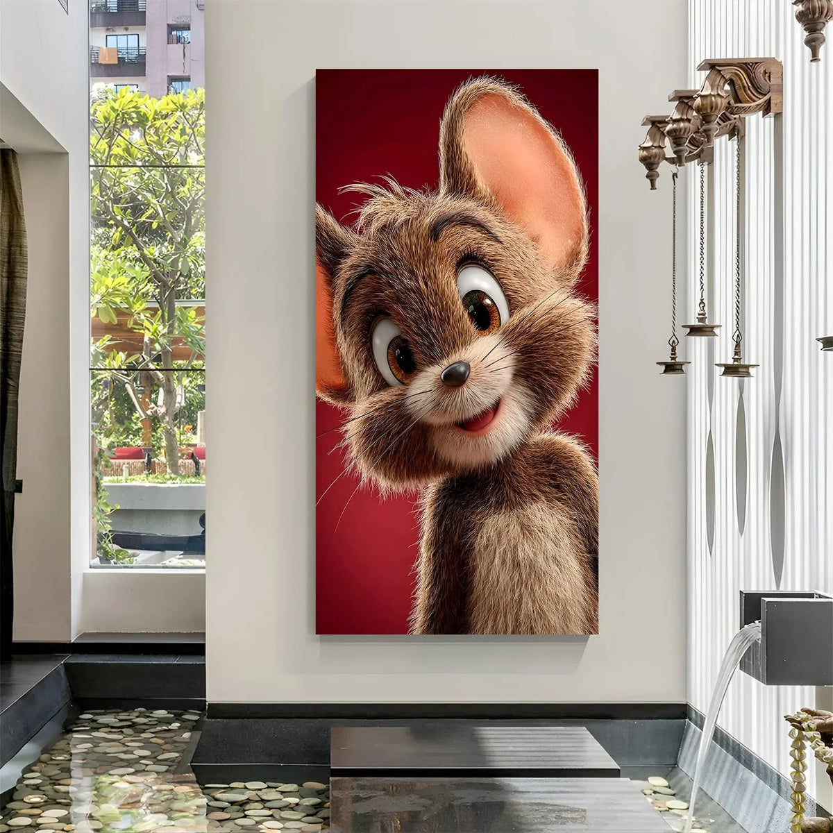Jerry cartoon canvas wall art in premium canvas wrapped frame featuring playful and colorful animated character design