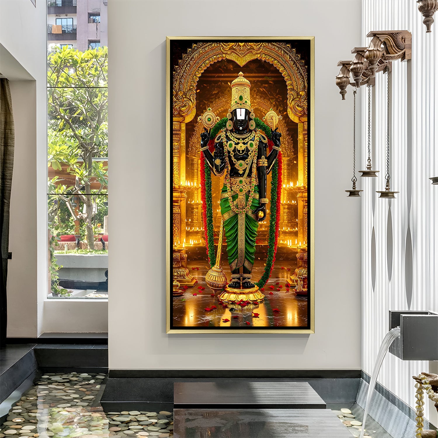 Tirupati Balaji golden temple arch canvas wall art premium spiritual painting for home decor
