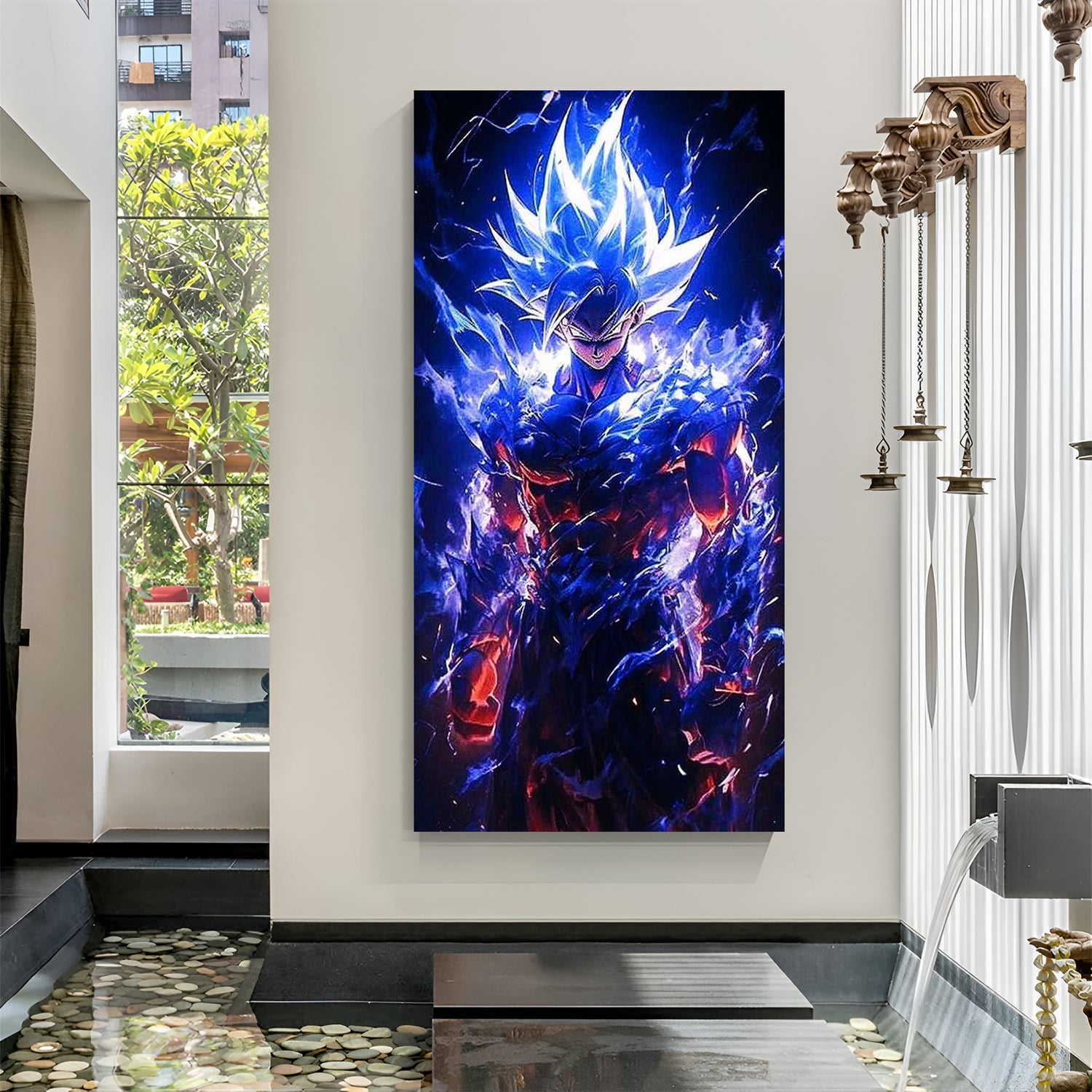 Ultra Instinct Goku anime canvas wall art in frameless modern wall decor