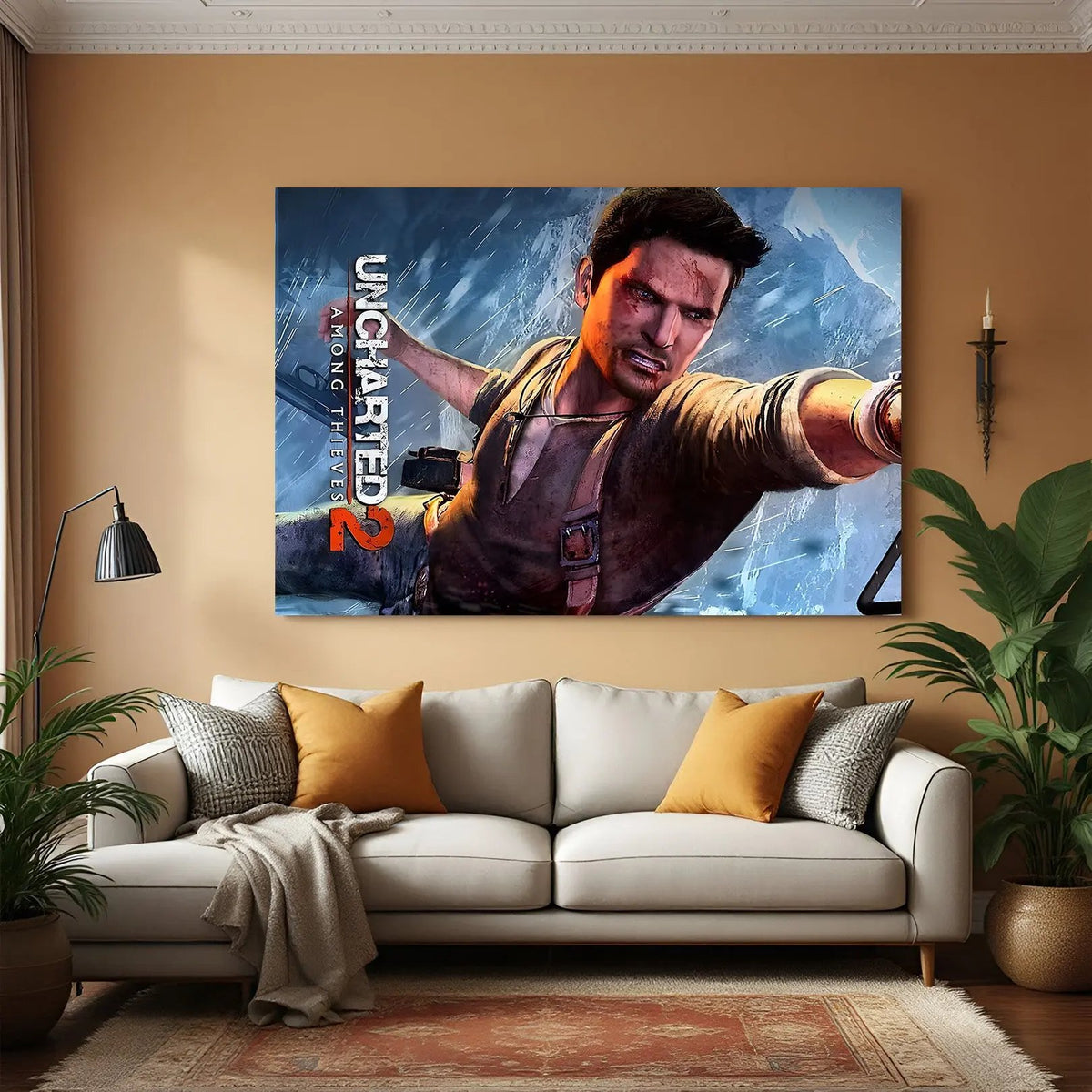 Uncharted Legacy of Thieves canvas wall art featuring cinematic adventure gaming artwork in premium canvas wrapped frame