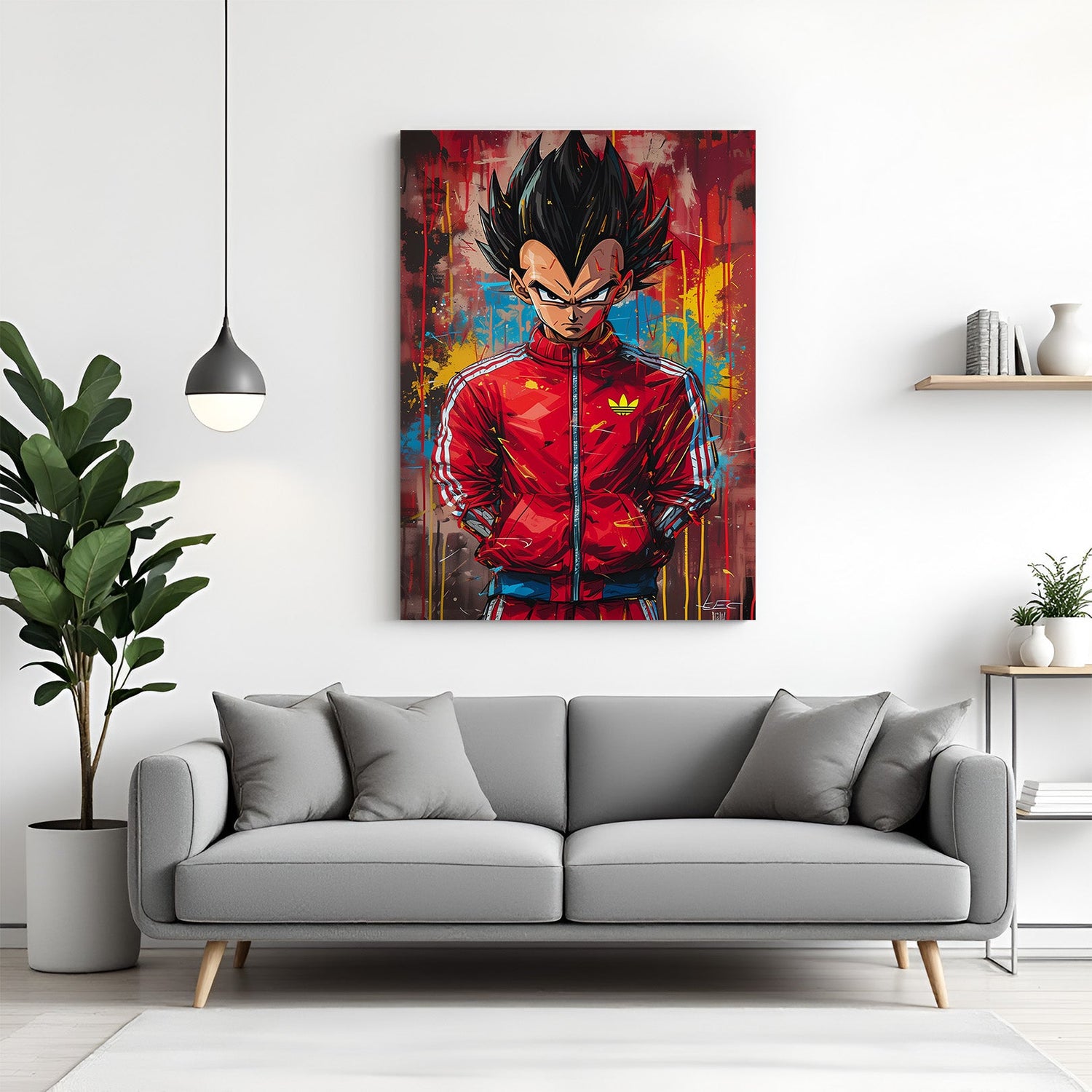 Vegeta modern art canvas print in anime and abstract style for wall decor