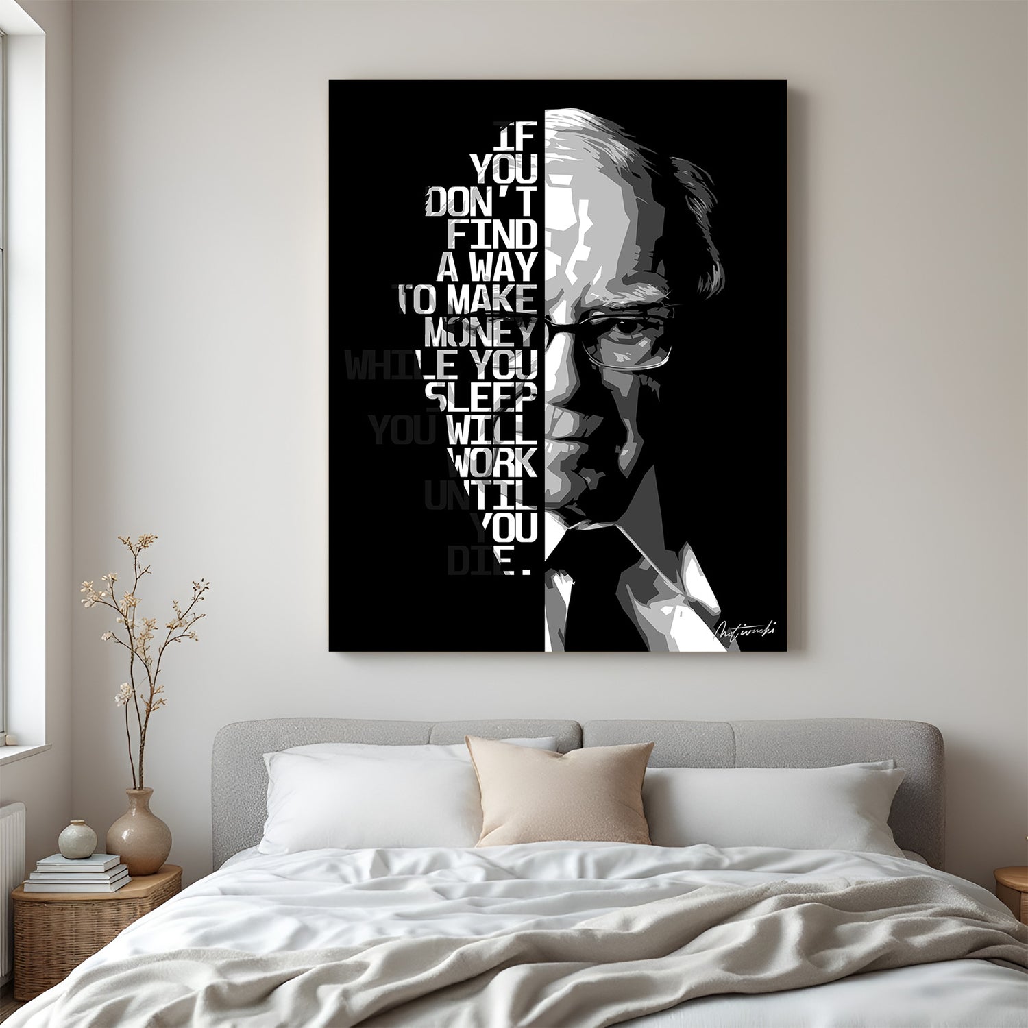 Warren Buffett motivational quote canvas wall art for home and office decor