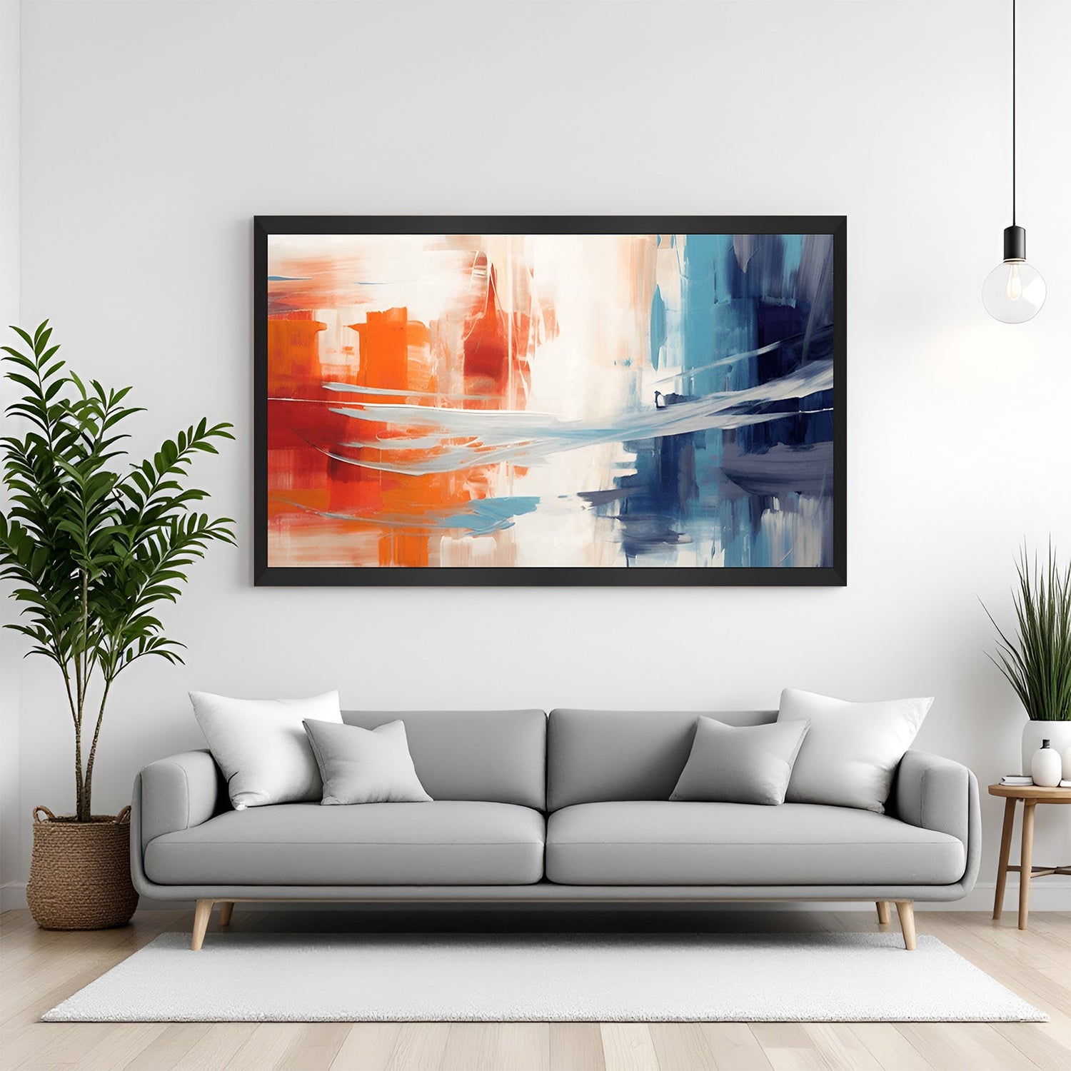 Black floater frame canvas print featuring watercolor splash art – perfect for stylish and elegant spaces