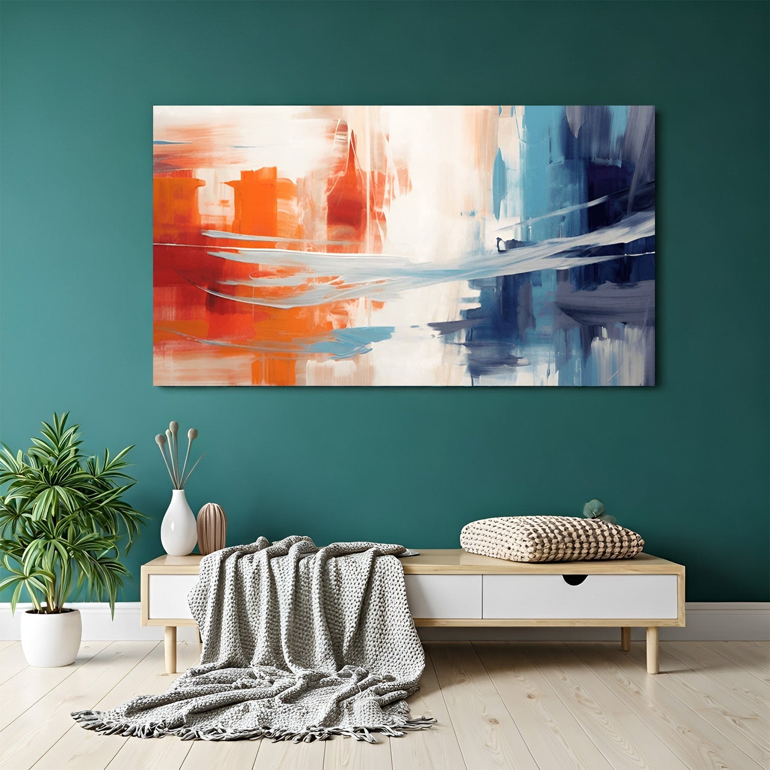 Watercolor effect canvas with random colorful splashes – artistic abstract wall decor for modern interiors