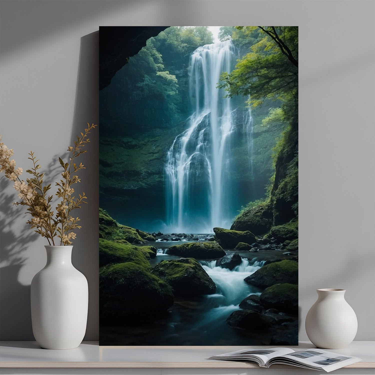 Waterfall Vastu Canvas Wall Art for home and office wall decor, symbolizing peace, progress, and positive flowing energy