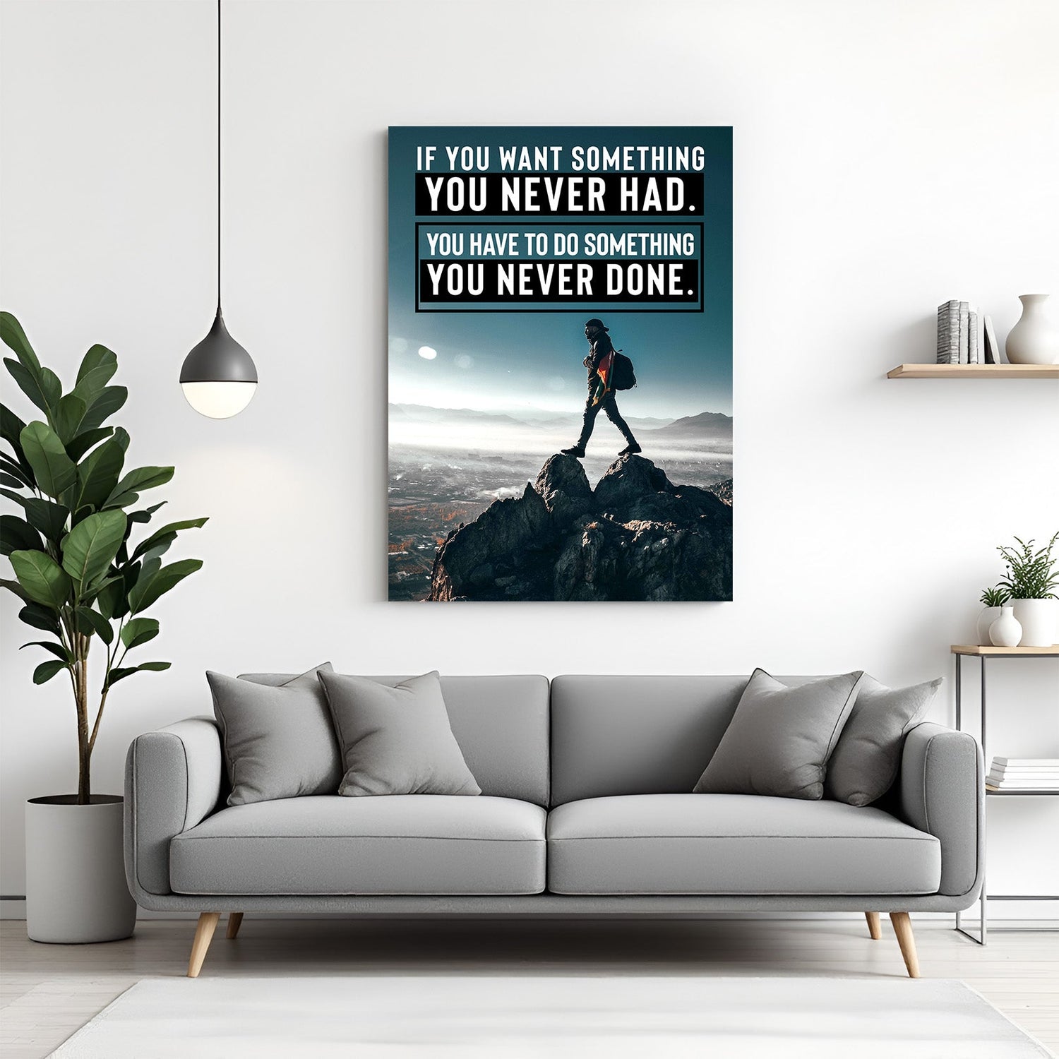 Main view of Work Hard Stay Humble minimalist motivational canvas wall art for home or office