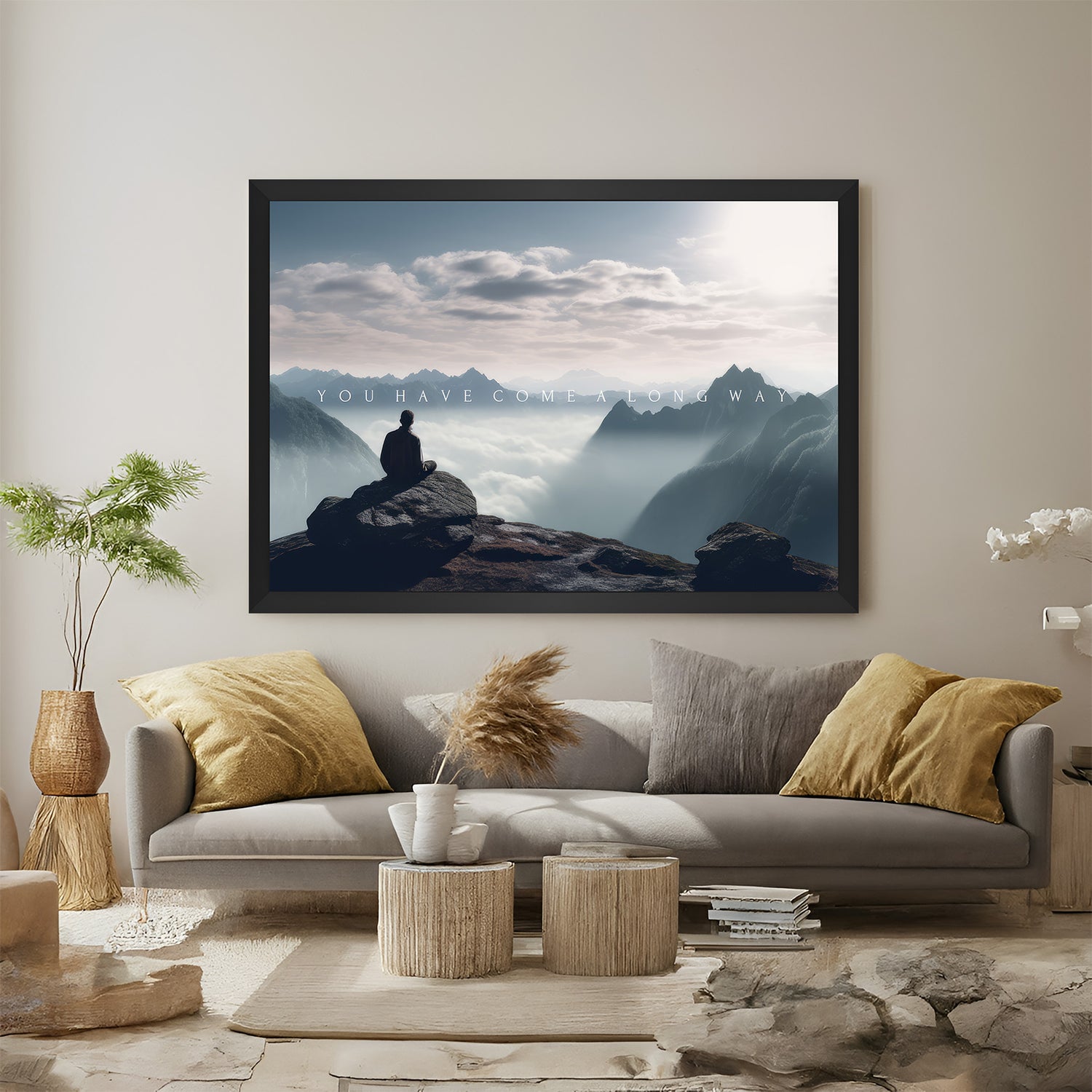 You Have Come a Long Way Motivational Wall Art with Black Floater Frame – Inspirational Quote for Modern Wall Decor