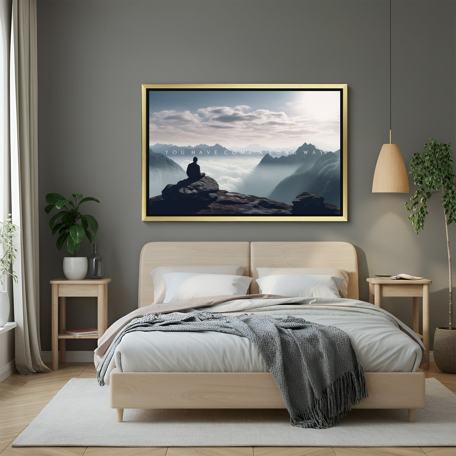 You Have Come a Long Way Motivational Canvas Painting with Golden Floater Frame for Home and Office Wall Decor