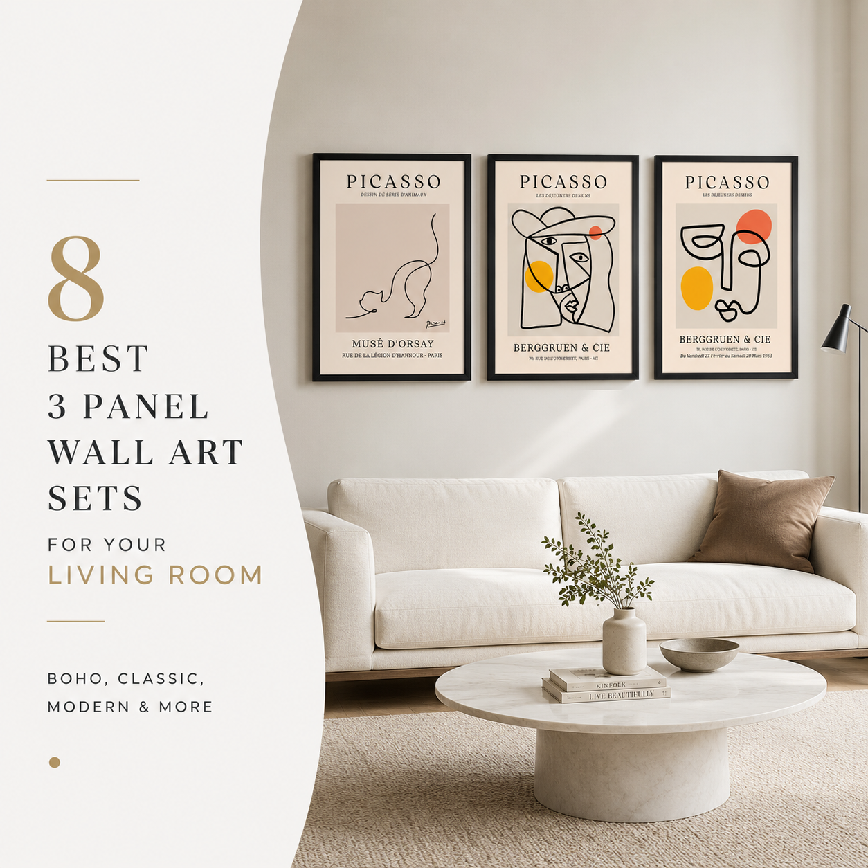 8 Best 3 Panel Wall Art Sets for Your Living Room - Boho, Classic, Modern & More