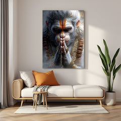 Lord Hanuman Canvas Wall Art – Meditative Hanuman painting on premium canvas for powerful spiritual home decor