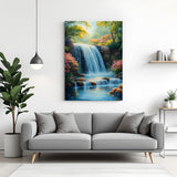 Natural Waterfall Vastu Canvas Wall Art symbolizing prosperity, positive energy, and flow of wealth for home and office decor