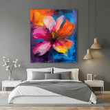 Abstract canvas art of a beautiful flower with artistic petals – large wall decor in painted style for modern and elegant interiors