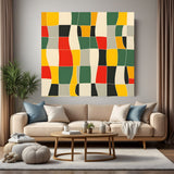 Abstract geometric color block canvas wall art with modern pattern design