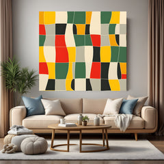 Abstract geometric color block canvas wall art with modern pattern design