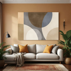 Modern abstract canvas with a vertical rectangle and partial circular shape – bold geometric art for contemporary wall decor