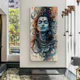 Abstract Shiva portrait canvas wrap wall art modern Mahadev painting for home decor India