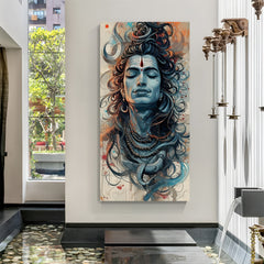 Abstract Shiva portrait canvas wrap wall art modern Mahadev painting for home decor India