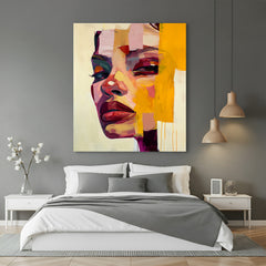 Abstract canvas painting of a female side face – modern and minimal wall art for stylish interiors, bedrooms, and elegant home decor