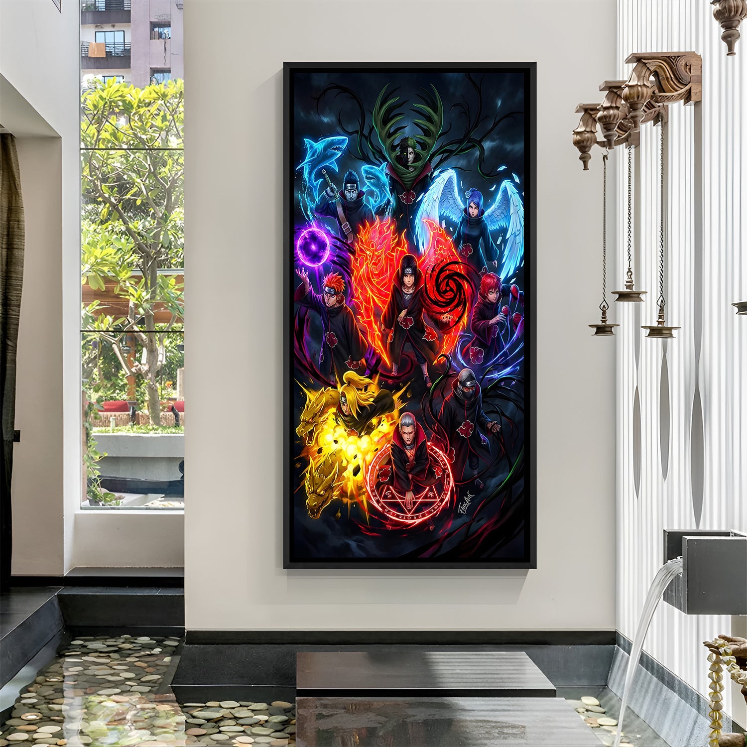 Akatsuki Team anime canvas artwork in premium black floater frame