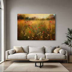 Vintage canvas wall art of flowers in an ancient garden—botanical wall decor with historical and romantic charm