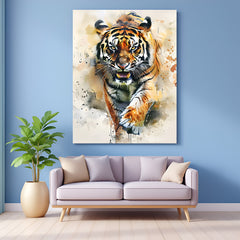 Canvas wall art of a roaring angry tiger with intense energy, perfect for bold interiors and spaces that reflect strength, dominance, and wild personality