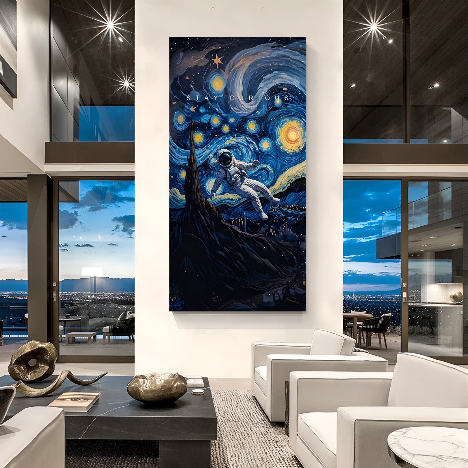 Astronaut Stay Curious Canvas – Motivational Space Wall Art