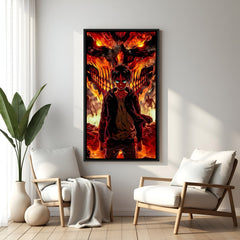 Attack on Titan anime canvas artwork in premium black floater frame for gaming room decor