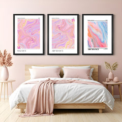 Set of 3 canvas prints with aura-inspired abstract designs in soft gradients and flowing color patterns – perfect for modern, calming interiors