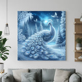 Auspicious Peacock Vastu canvas painting for home wall decor, symbolizing success, grace, and abundance