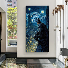 Batman City Watch canvas painting with Gotham superhero artwork in canvas wrapped frame