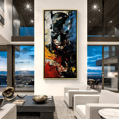 Batman wall art in luxury golden floater frame with vibrant color blast superhero design