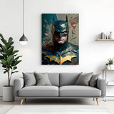 Batman Glitch Effect canvas painting with cyber superhero artwork in canvas wrapped frame