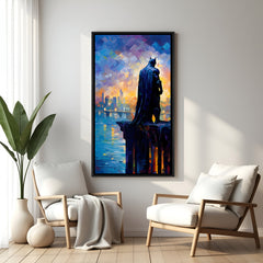 Batman Gotham Edge superhero canvas artwork in premium black floater frame
