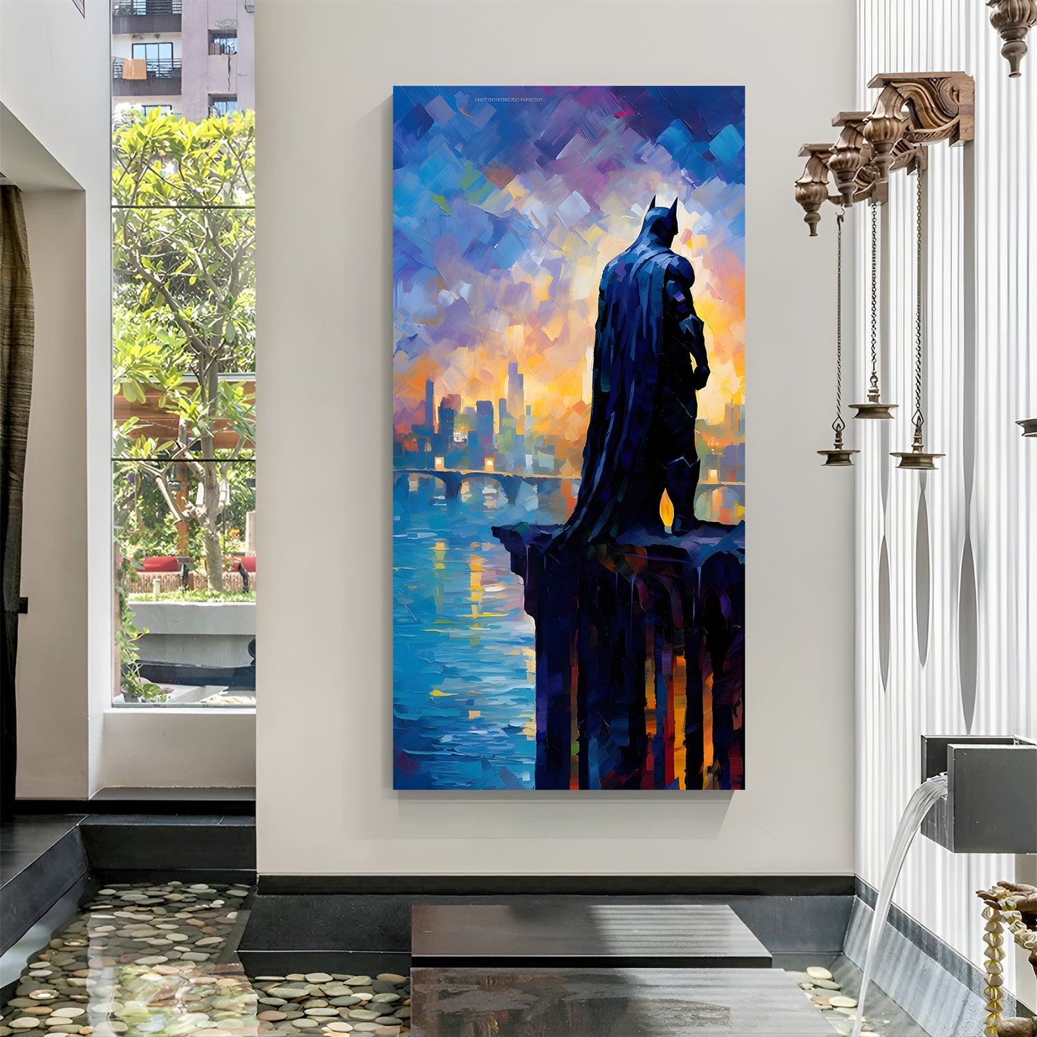 Batman Gotham Edge canvas painting with artistic superhero artwork in canvas wrapped frame