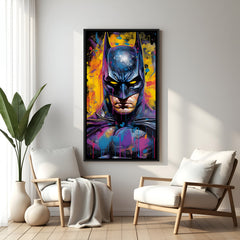 Batman Intense Close-Up superhero canvas artwork in premium black floater frame