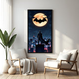 Batman Moon Guardian superhero canvas artwork in premium black floater frame