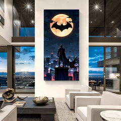 Batman Moon Guardian canvas painting with moonlit superhero artwork in canvas wrapped frame