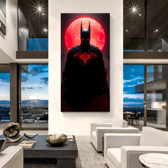 Batman Red Moon canvas painting with dark superhero artwork in canvas wrapped frame