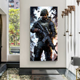 Battlefield Vanguard Soldier canvas wall art featuring armed military soldier in premium canvas wrapped frame